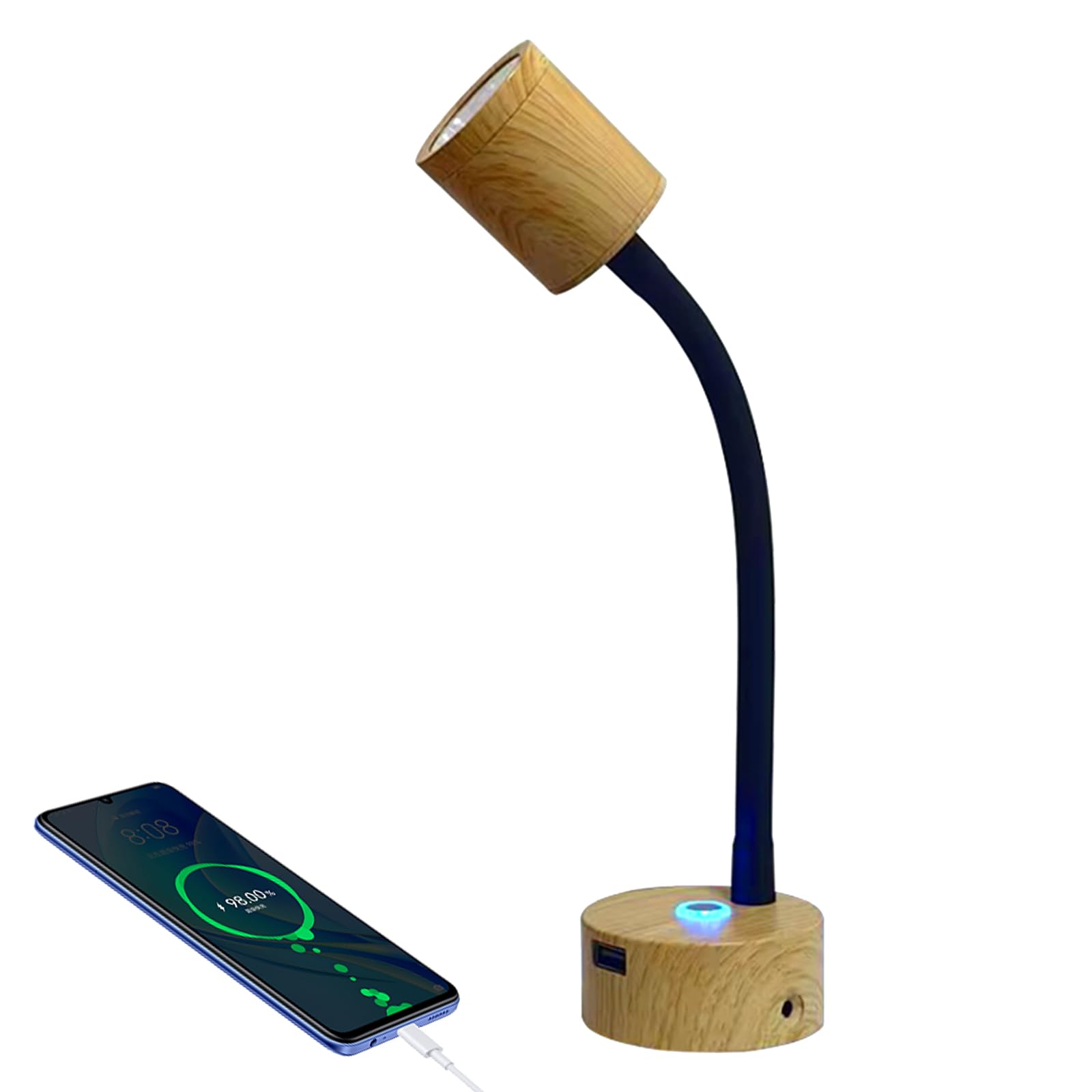 TWSOUL Lampada da lettura dimmerabile con porta di ricarica USB, 12 V, lampada da lettura a LED, 3 W, interruttore touch dimmer, girevole a 360°, per camper, roulotte, barche (1 pezzo)