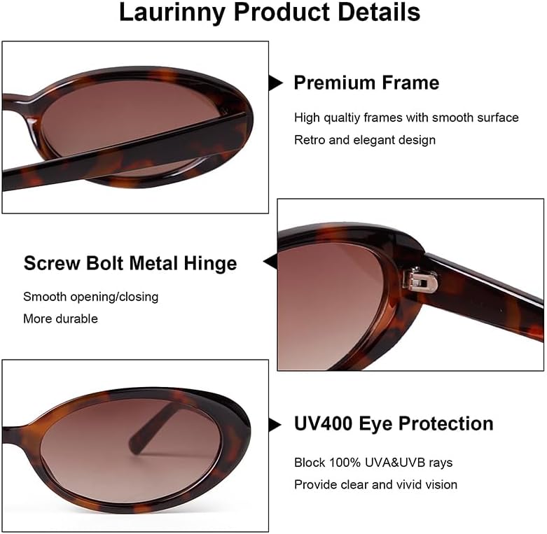 90s Sunglasses for Women Men Retro Small Oval Sunglasses - Image 4