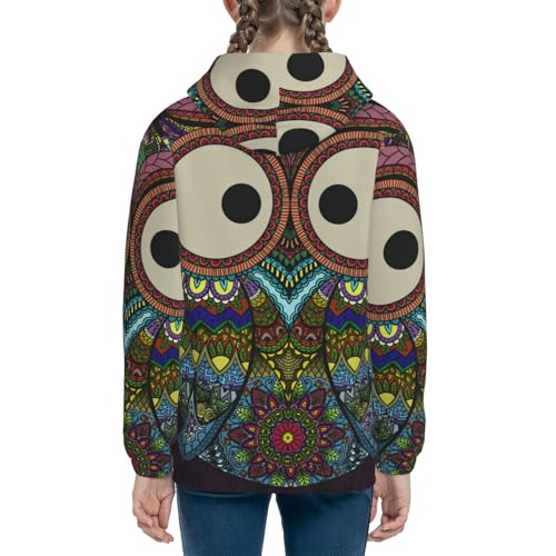 Boho Owl Kids Pullover Hoodies Boys Sweatshirts Girls Athletic Clothes with Pocket4