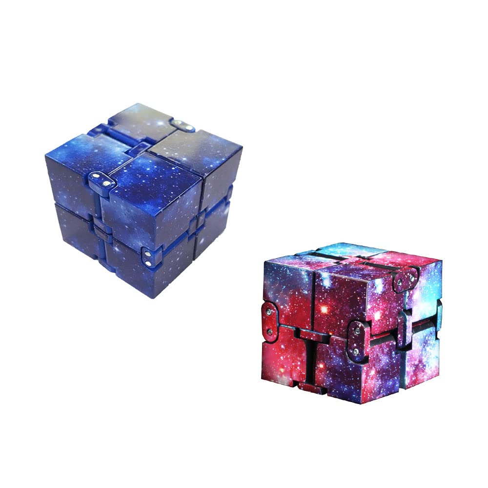 BDHI 2pcs Infinity Cubes Simple Dimple Mini Puzzles - Pressure Reduction Educational Finger Toys for Adults and Kids - Stress and Anxiety Relief (Y59-2)