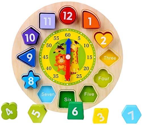 Afunti Toy Reloj Puzle - Juguete Educativo De Madera para Aprender Las Horas,Relojes de...