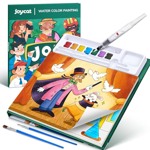 JoyCat Libro para colorear con acuarelas para niños pequeños a partir de 3-8 años, juego de acuarela para arte y manualidades, juguete educativo como regalo de cumpleaños para niños y niñas