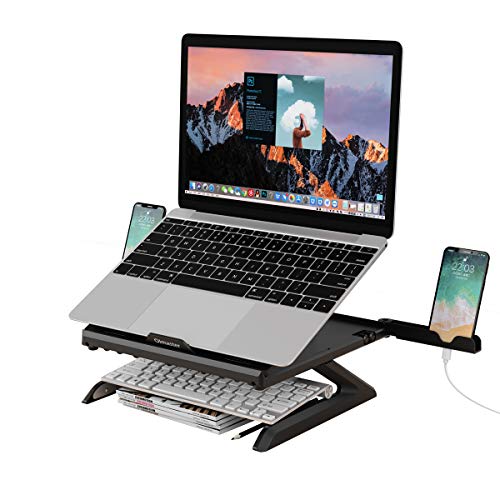 welltop Support Ordinateur Portable, Support PC Portable Ventilé, Laptop Stand Réglable Ergonomique Léger Table de Lit Pliable pour MacBook Air Pro, PC, iPad, Notebook, Tablette (12-17 Pouce), Noir