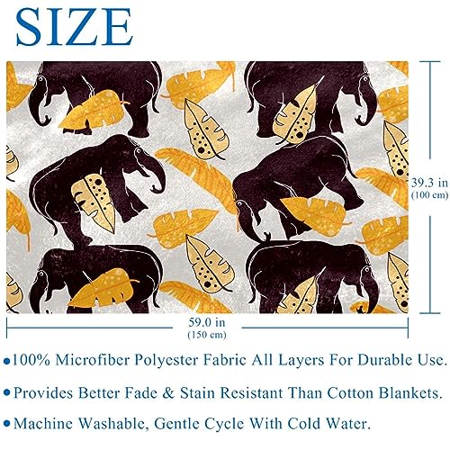 Couverture éléphant douce et chaude motif tropical imprimé