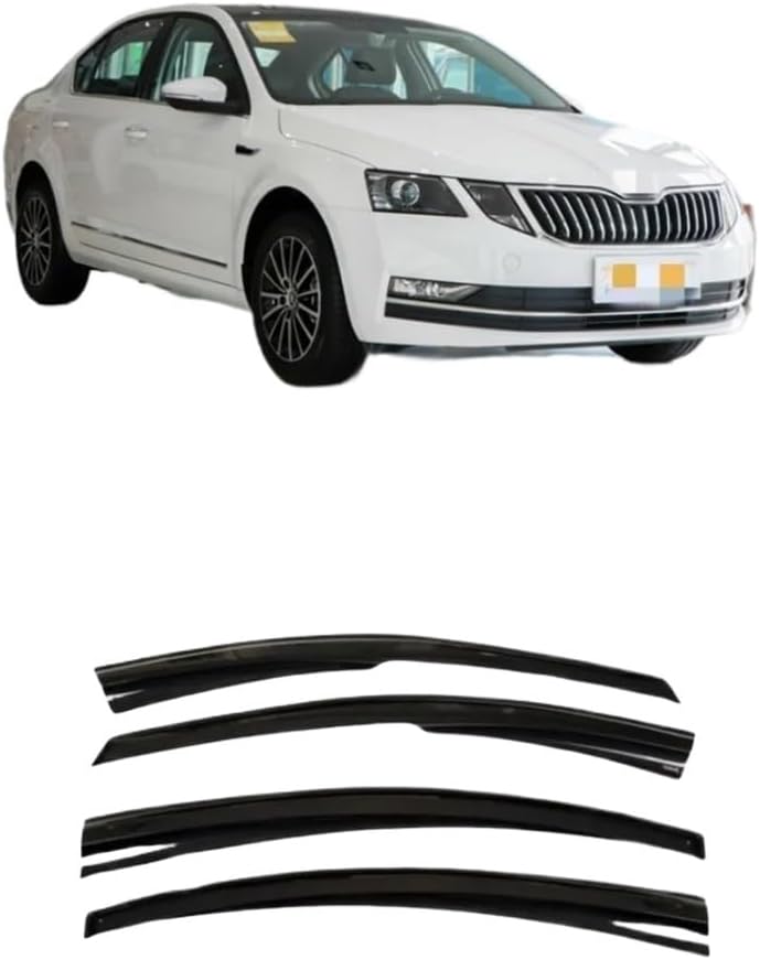 Window Rain Guard Visors Compatible for Skoda Octavia 2007-2019 Sedan Car Styling Accessories Visor Deflector Trim Sun Black(2015-2019 Sedan)