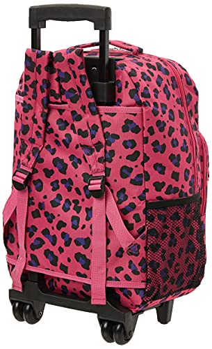 Rockland Double Handle Rolling Backpack, MAGENTALEOPARD, 17-Inch3