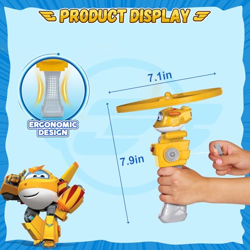 Image of Super Wings Outdoor Toys, Golden Boy Flying Toys for Kids Ages 3-5 4-8, Toddler Outdoor Games Flying Discs, Outside Toys Airplane Launcher Toy for Kids Boys Girls Age 3 4 5 6 7 8 9+