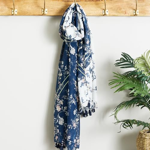 Hadley Wren Womens Lightweight Floral Scarf With Tassels3