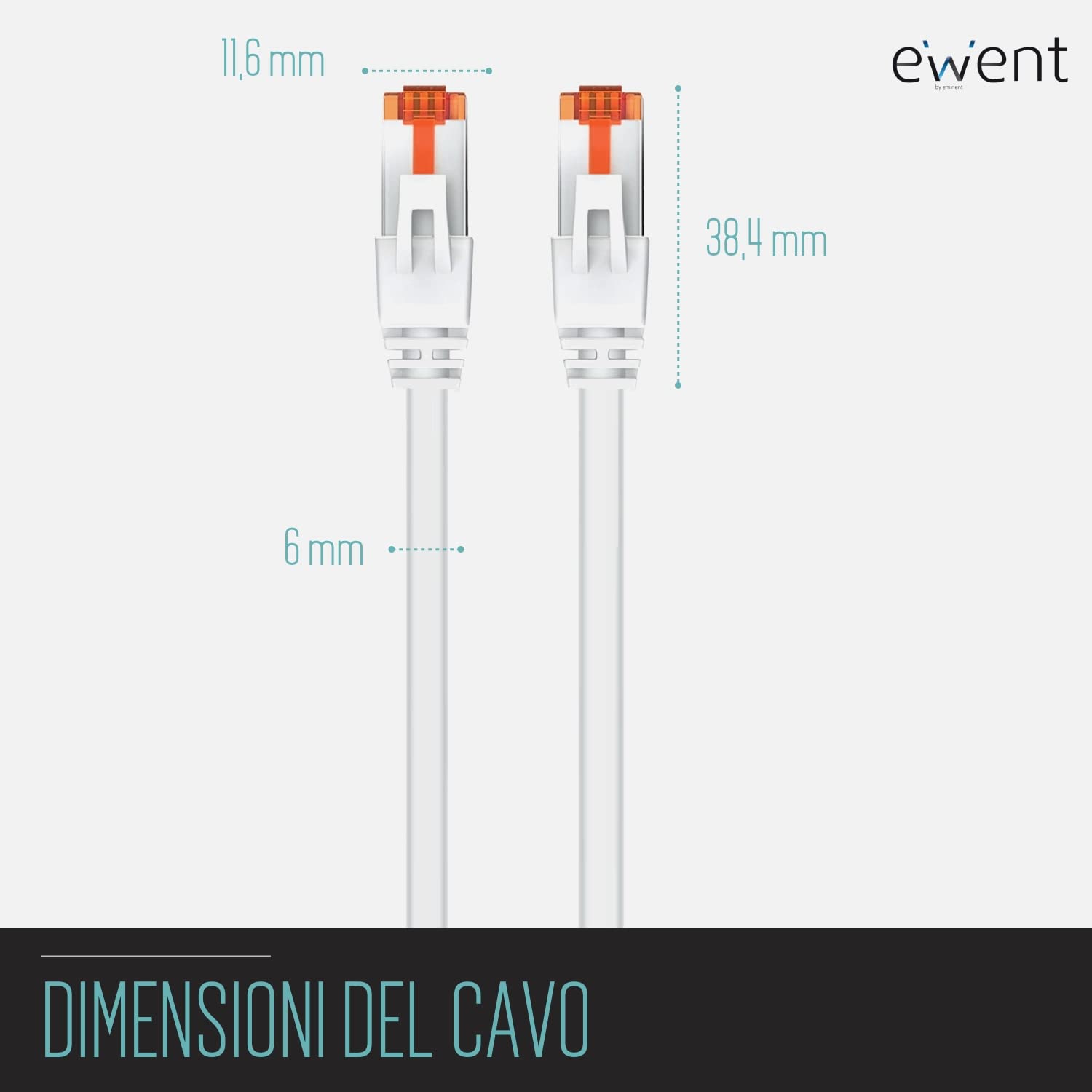 Cavo Ethernet di Rete Patch CAT 6 U/UTP, trasmissione fino a 1Gigabit, AWG 26/7, 2 Connettori RJ45. Ideale per trasmissione fibra ottica con regi Gigabit/LAN , 5m, Nero