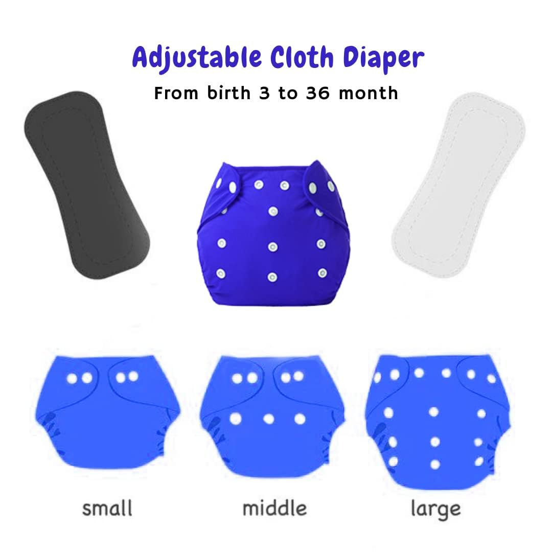 P-BEAUTY Baby Diaper Premium Cloth Cotton Diaper Reusable, Adjustable Size, Waterproof, Pocket Cloth Diaper Nappie Pack of 2 | DHR015 1