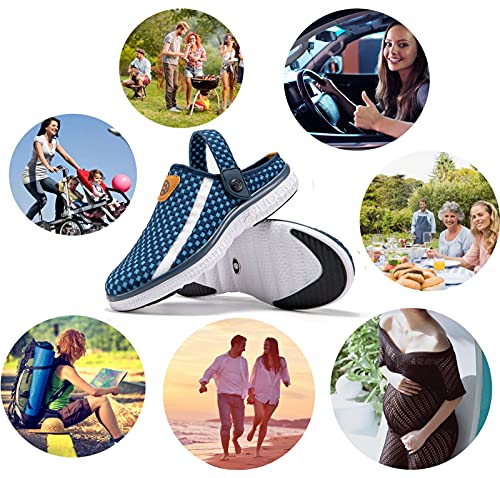 Zuseris Women's Men's Garden Clogs Garden Shoes Summer Slippers With Arch Support Home House Shoes Outdoor Indoor Mules Deep Blue #TOP6