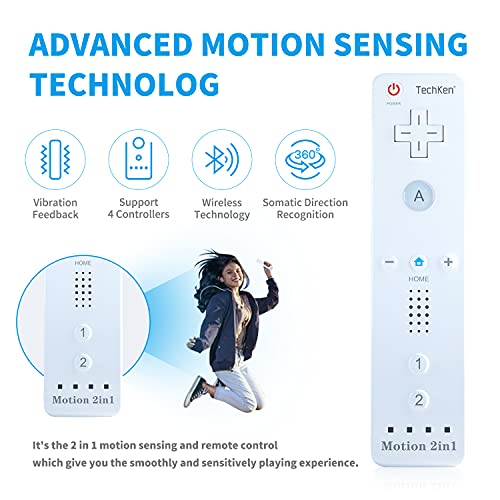 Image of TechKen 2-Pack Wii Remote Plus with Motion Plus and Nunchuck - Remote Controller Replacement for Wii /WiiU