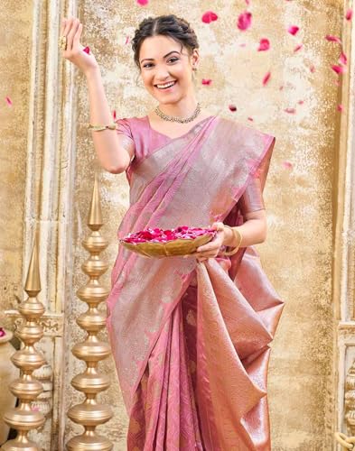 Image of SIRIL Women's Silk Jacquard Banarasi Saree With Unstitched Blouse Piece