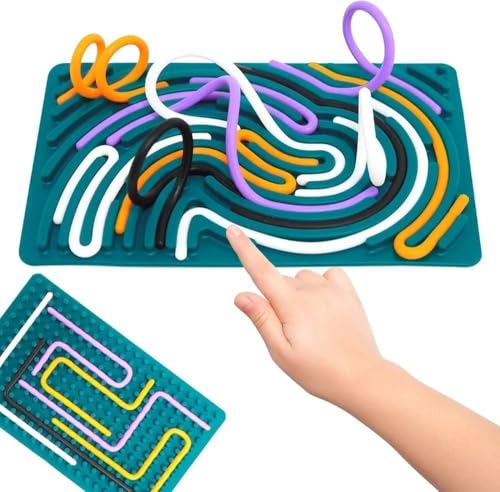 Image of Silicone Sensory Fidget Board Toy | Double-Sided Activity Board with Color Strings | Stress Relief, Focus & Calm Toy for Kids and Adults