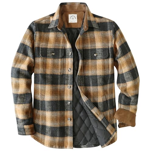Image of Dubinik Mens Shacket Flannel Shirt for Men Lightweight Jacket Casual Plaid Coat with Warm Lining Long Sleeve Button