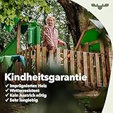 FATMOOSE Spielturm Klettergerüst TikaTaka Town XXL mit Schaukel & grüner Rutsche, Outdoor Kinder Kletterturm mit Sandkasten Leiter & Spiel-Zubehör für den Garten - 8