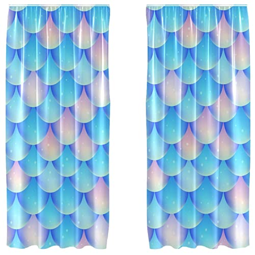 Cortinas opacas de microfibra de sirena azul en pack de 2 paneles para dormitorio 2
