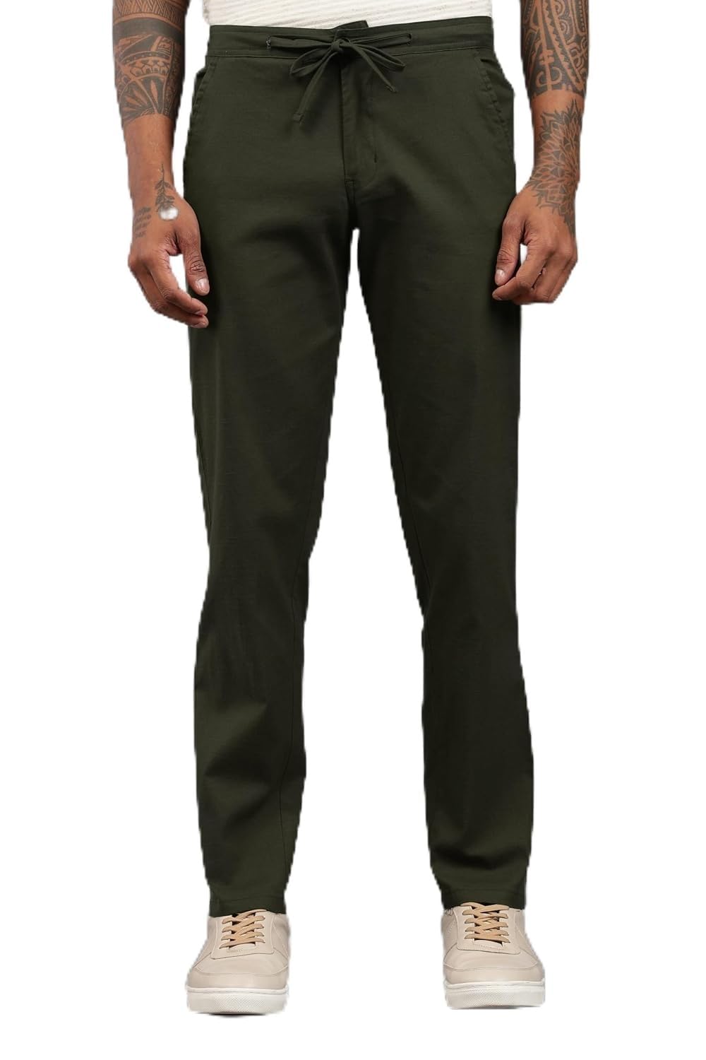 Men's Black Solid Casual Trousers | Premium Cotton Blend Fabric | Regular Fit Drawstring Waist Comfortable Stylish Pants for Casual-image-33