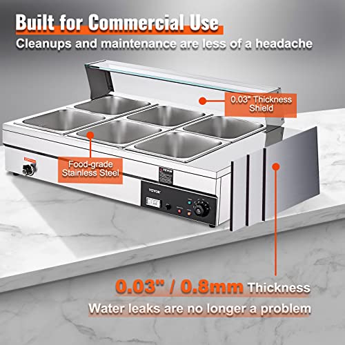 Vevor 6 X 12QT ELECTRIC STEAM TABLE With Tempered Glass Cover thumb #5