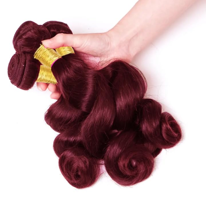 Loose Deep Wave Bundles #99J Burgundy Bundles Human Hair 20 20 20 Inch Wine Red Loose Wave Bundle Human Hair Extensions Double Weft Unprocessed Brazilian Virgin Hair 3 Bundle 50 Grams Per Bundle