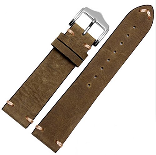 Richie strap]Classic Vintage Leather Watch Band Strap Fits for Omega or Rolex 5513 1675 6542 1680 1803 Submariner GMT (22mm, Dark Green)