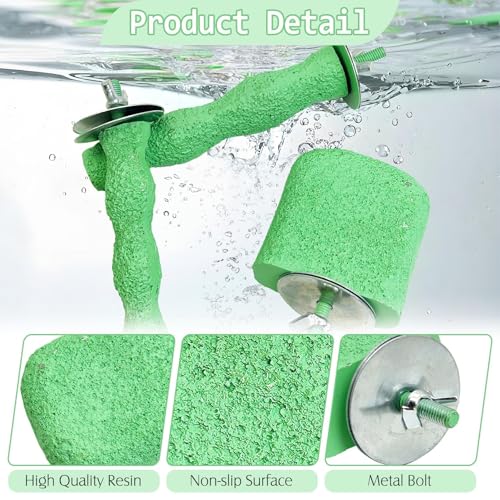 Image of PINVNBY 5 Pack Bird Perch Resin Bird Beak Grinding Stone Parrot Cage Stand Platform Foot Claws Trimmer Chew Toy Cage Accessories for Budgie Cockatiel Conure Lovebird Finch (Green)