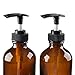 Two Amber Glass Bottle Bottles with Plastic Pump. Eco-friendly 8oz 8 oz Refillable Bottle for Cooking Sauces,Essential Oils,Lotions,Organic Beauty Products(Two Chalkboard Labels free)