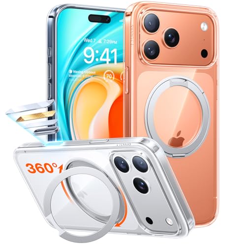 Image of TORRAS Upgrade 360 Magnetic Stand for iPhone 17 PRO Case, Fit for MagSafe | Mil-Grade Protection, Camera Control Button, Slim Soft Edge Translucent Back for iPhone 17Pro 6.3 inch, Clear