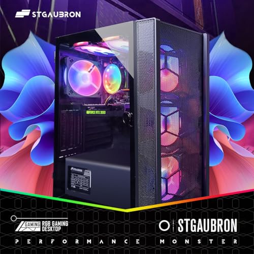 Image of STGAubron Gaming PC Computer Desktop, GeForce RTX 3060 12G, Intel Core i7 up to 3.9G, 32GB RAM, 1TB SSD, WiFi, BT 5.0, RGB Fan x6, Windows 11 Home