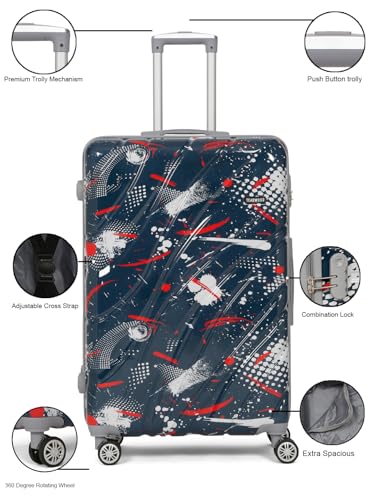 Image of Teakwood World Small 75 cm Check in Size Trolley Bag Polycarbonate 360 Degree 8 Wheels Luggage Bag with TSA Lock, Adjustable Handle Trolley Bags for Travel, Suitcase for Travel | Spark Blue