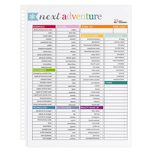 Erin Condren Designer Accessories Snap - in Wet Erase Dashboard for Travel Organization and Planning. Laminated Reusable Whiteboard for Dry and Wet Erase Markers