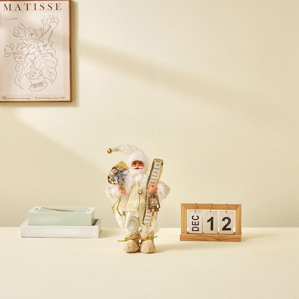 Katutude Statuina di Babbo Natale statuina di Babbo Natale in Piedi da 30 cm con Borsa Regalo Statua di Babbo Natale Decorazioni Tradizionali per la tavola di Natale Regalo di Natale per Bambini