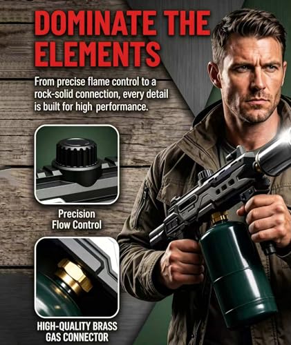 Image of Powerful Propane Torch Gun, Gift for Men Dad, Culinary Blow Kitchen Cooking Torch for Steak Searing, Campfire Charcoal Starter for Blackstone Griddle Accessories (Tank Not included) Black Space Gray
