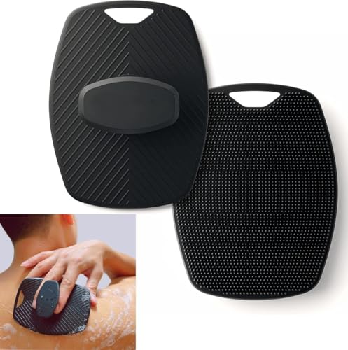 Image of Silicone Body Scrubber for Bath | Soft Exfoliating Shower Scrubber with Lather Boosting Bristles | Deep Cleansing Exfoliator with Non-Slip Handle | Hygienic Bath Brush for Men & Women
