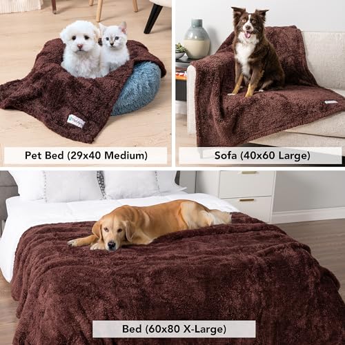 Image of PetAmi Fluffy Dog Blanket for Small Medium Large Dogs, Sherpa Soft Warm Pet Fleece Throw for Indoor Cats, Fuzzy Plush Shaggy Blanket Furniture Protector Sofa Couch Bed, Brown 40x60