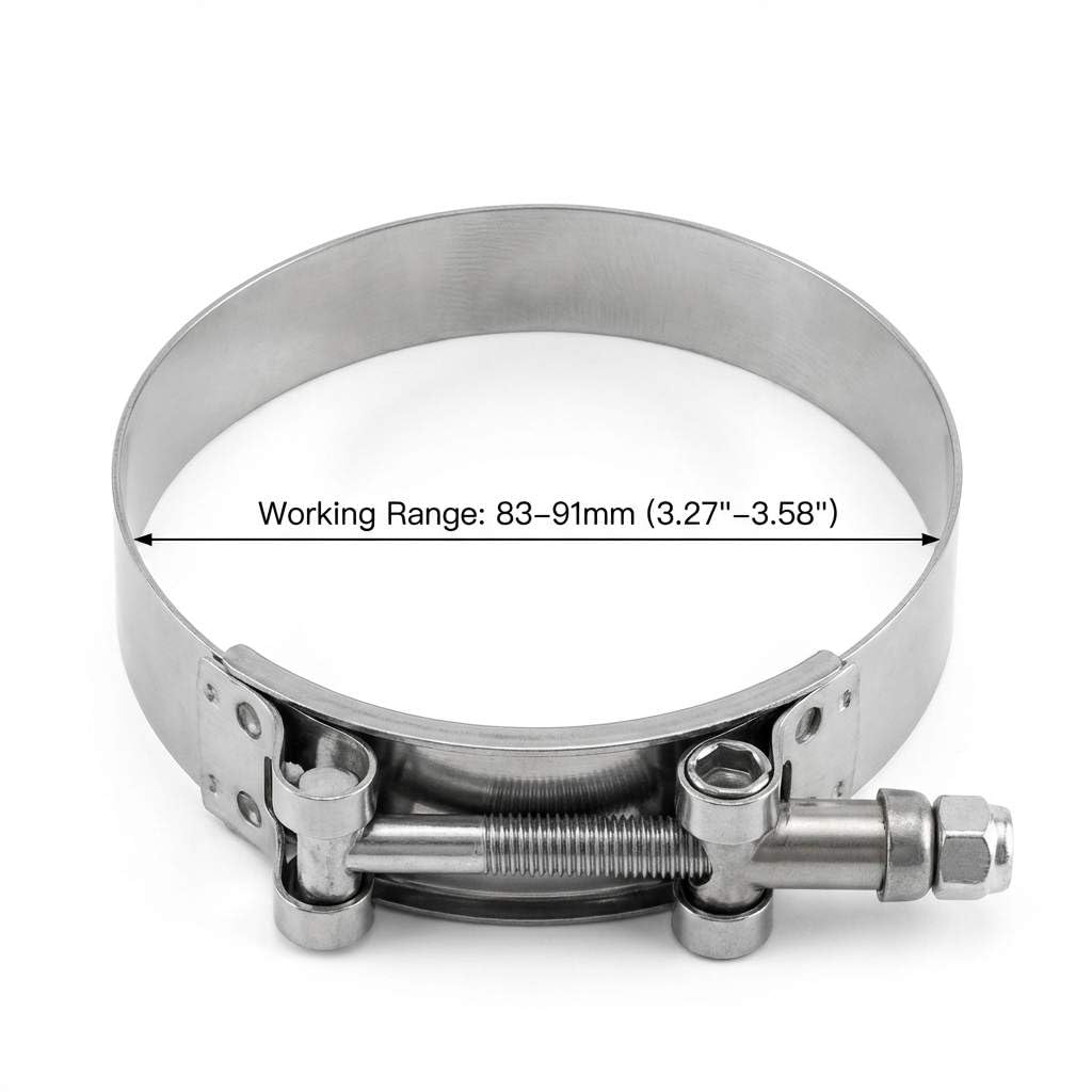 QWORK® 4-częściowy zacisk śrubowy, zacisk śrubowy ze stali nierdzewnej do układu wydechowego samochodu, 83mm-91mm