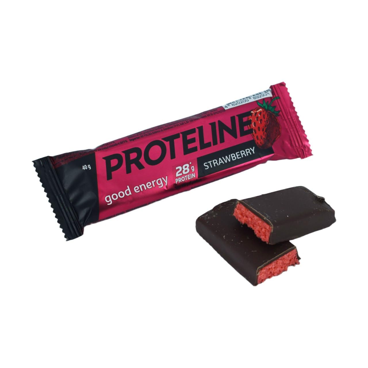 Baton Proteinowy Truskawkowy 28 g Białka, 24 x 40 g – Wysokobiałkowa Przekąska dla Sportowców, Fit Baton po Treningu