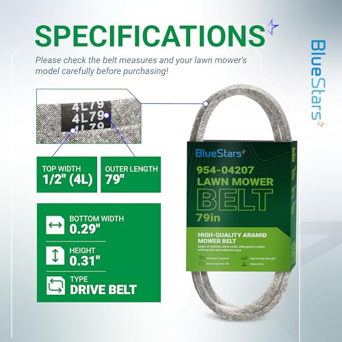 Image of BlueStars 954-04207 754-04207 Drive Belt | Aramid Cord | 1 /2 x 79