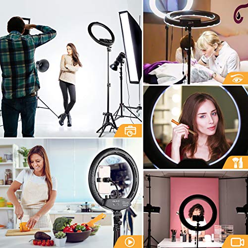 Image of Ring Light with Tripod Stand, Yesker 14 Inch LED Ringlight Kit with Phone Holder Adjustable Color Temperature Circle Lighting, Led Photo Beauty Ring Lights for Camera for Vlog, Makeup, Video Shooting
