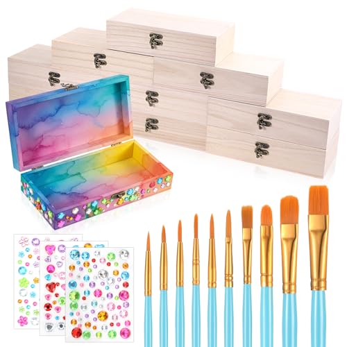 Yuanan 10PCS Unfinished Wooden Box for Crafts...