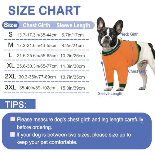 Image of KOESON Dog Recovery Sleeve for Front Legs with 100% Cotton Fabric, Soft & Breathable Dog Surgery Recovery Suit, Adjustable Elbow Protector for Dogs, Pet Long Sleeve Shirt for Front Legs, Orange M