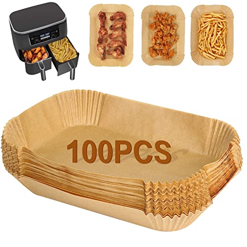 YQL Air Fryer Liners Disposable for Ninja/Tower Dual/Instant Vortex 100PCS Airfryer Parchment Paper Liners Air Fryer Accessories Compatible with Ninja AF300UK AF400UK SL400UK Double Stack Air Fryer