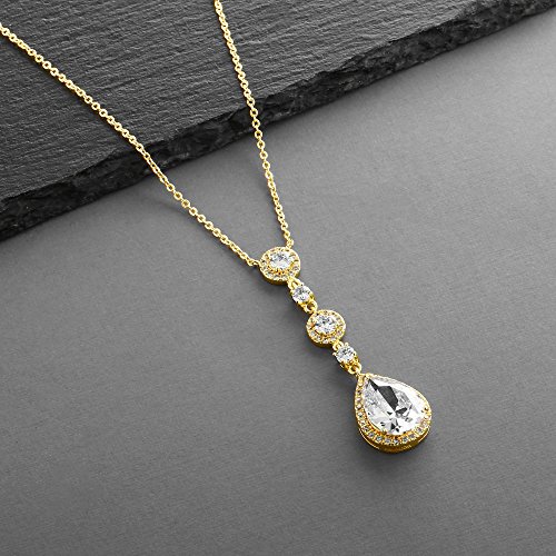 Mariell Bridal and Wedding Necklace, Cubic Zirconia Crystal Drop Pendant Necklace for Brides, Bridesmaids, Prom, Homecoming, Mother of the Bride3