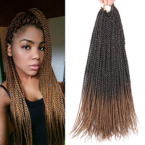 8pcs Senegalese Twist Crochet Hair Extensiones de cabello trenzado sintético Small Havana Mambo 2X Twist Braids Pelo de fibra de baja temperatura 30Stands / Pack(8PCS, T27)