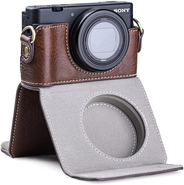 Miniatura 7 de Premium PU cuero FullBody cámara caso bolsa cubierta para Sony ZV-1 ZV1 con correa para el cuello (marrón)