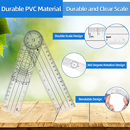Confezione Da 2 Pezzi Goniometro Ortopedico Girevoli a 360°Trasparenti e Resistenti Facili Da Trasportare Per Famiglie e Studenti