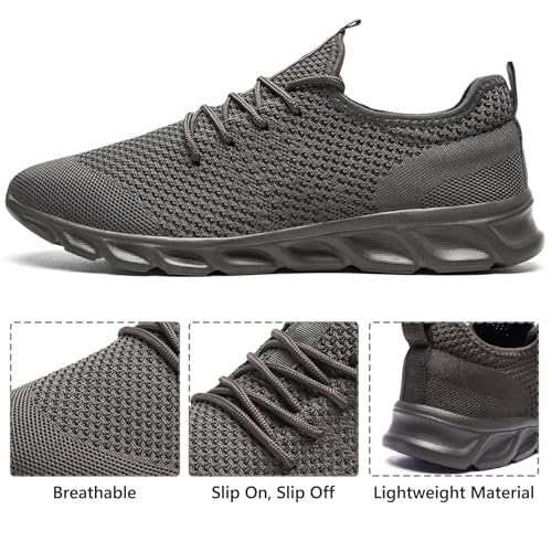 Image of Tvtaop Sneakers for Womens Non Slip Walking Tennis Shoes Grey Size 8.5 | Lightweight Running Workout Gym Shoes|Comfort Daily Walking and Long-term Standing|Mesh Upper|Breathable