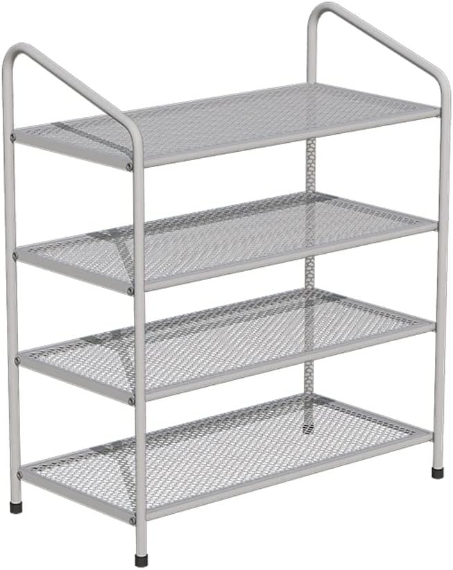 Shoe Rack Shoe Rack Storage Shoe Rack Organizer 4 Tier / 5 Tier 12-14 Pairs, Metal Stackable Shoe Storage Wire Grid Shoe Shelf for Closet Entryway Bedroom Living Room Shoe Shelf Stand (Color : A) (A)