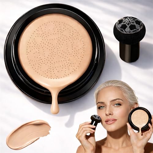 Base Cushion CC Cream Cabeza De Hongo, Acabado Glow Hidratante, Alta Cobertura Modulable, Tono Adaptativo, Larga Duración Para Piel Madura (Natural)