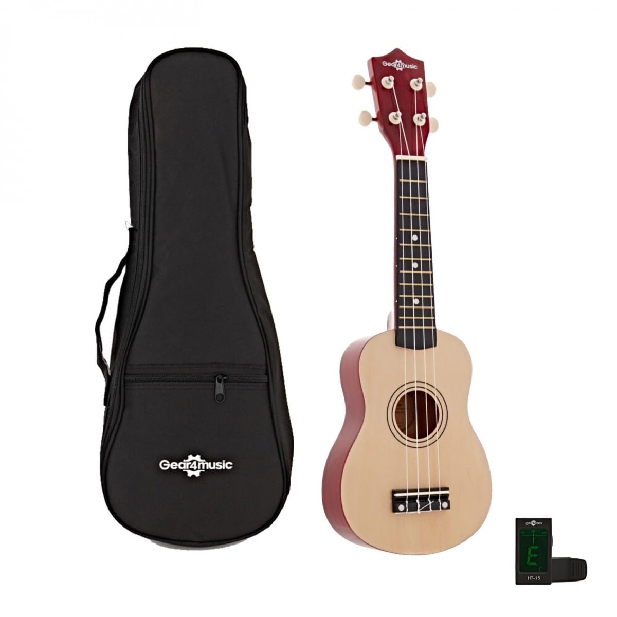 Ukulele di Gear4music, Naturale + Accessori | Ideale per Giovani Principianti, Corde Morbide e Piccola Taglia Soprano, Costruzione in Laminato di Alta Qualità